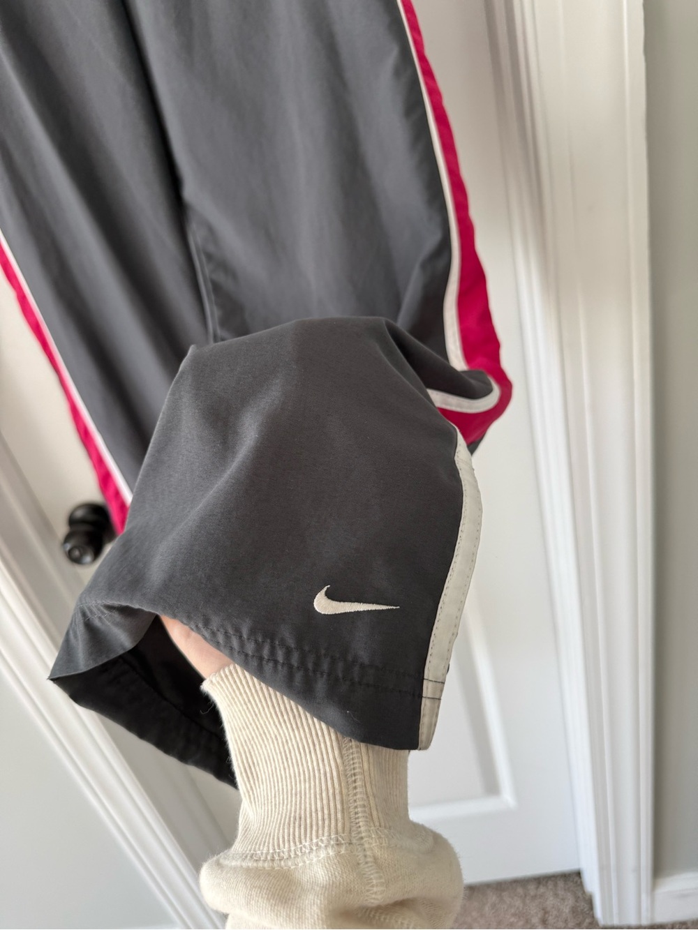 Vintage Y2K Nike Grey Track Pants with Pink & White Side Stripes - Picture 5 of 11